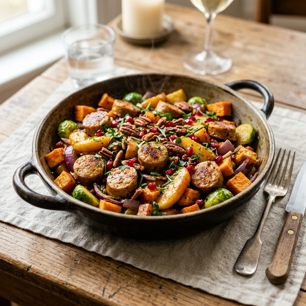 High Protein Chicken And Apple Sausage Skillet