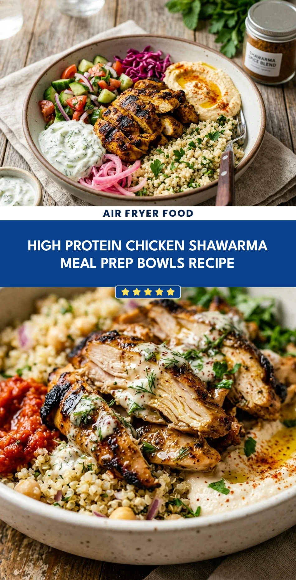 High Protein Chicken Shawarma Meal Prep Bowls Recipe