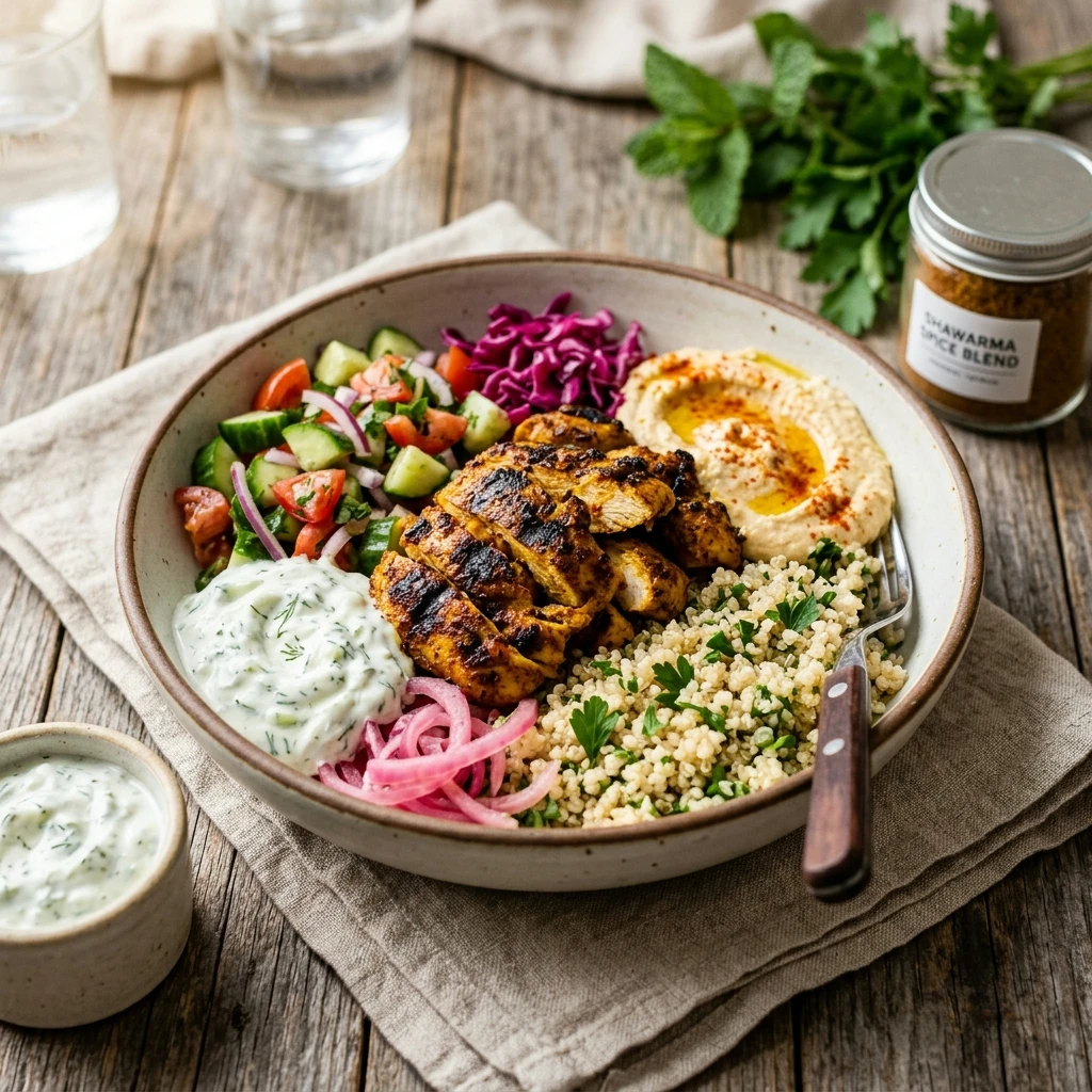 High Protein Chicken Shawarma Meal Prep Bowls Recipe