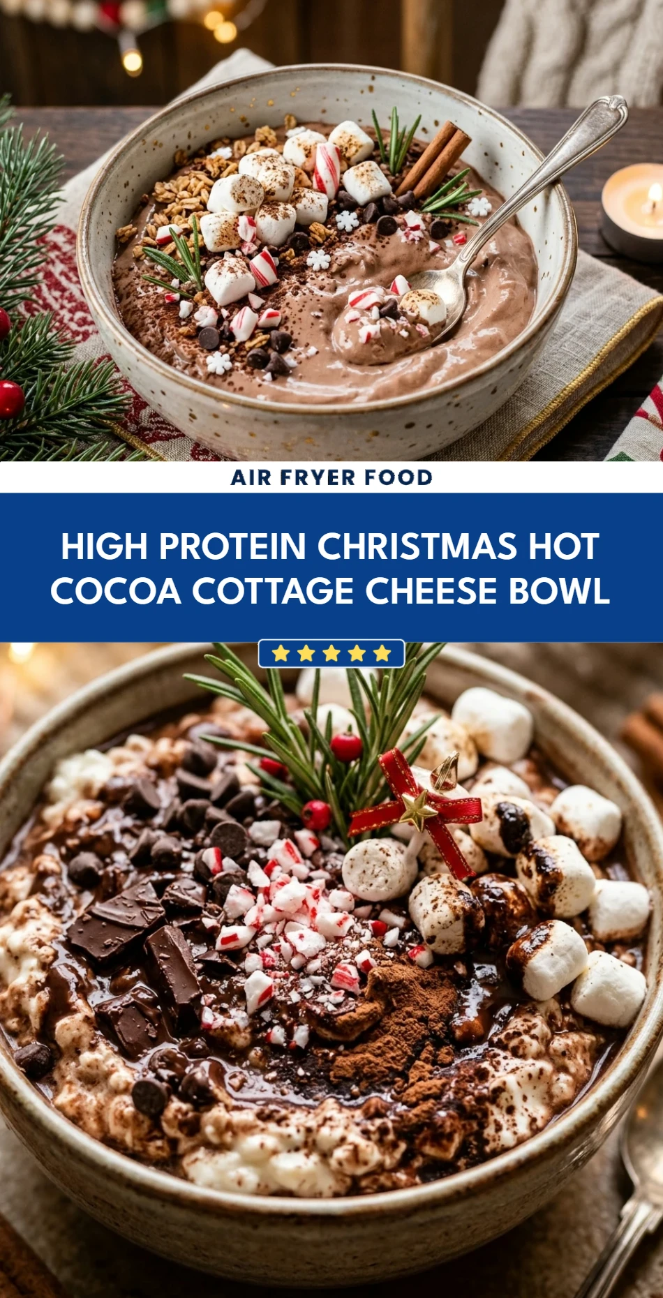 High Protein Christmas Hot Cocoa Cottage Cheese Bowl