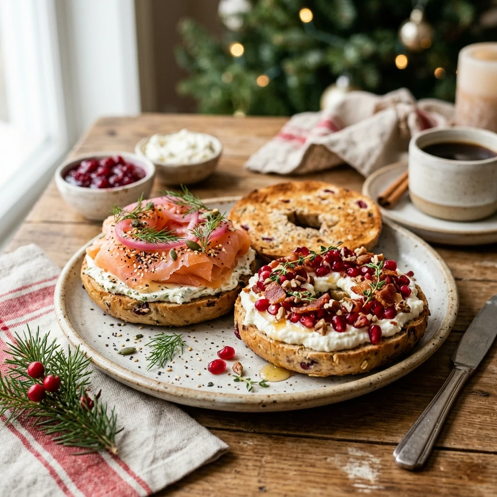High Protein Christmas Morning Protein Bagels