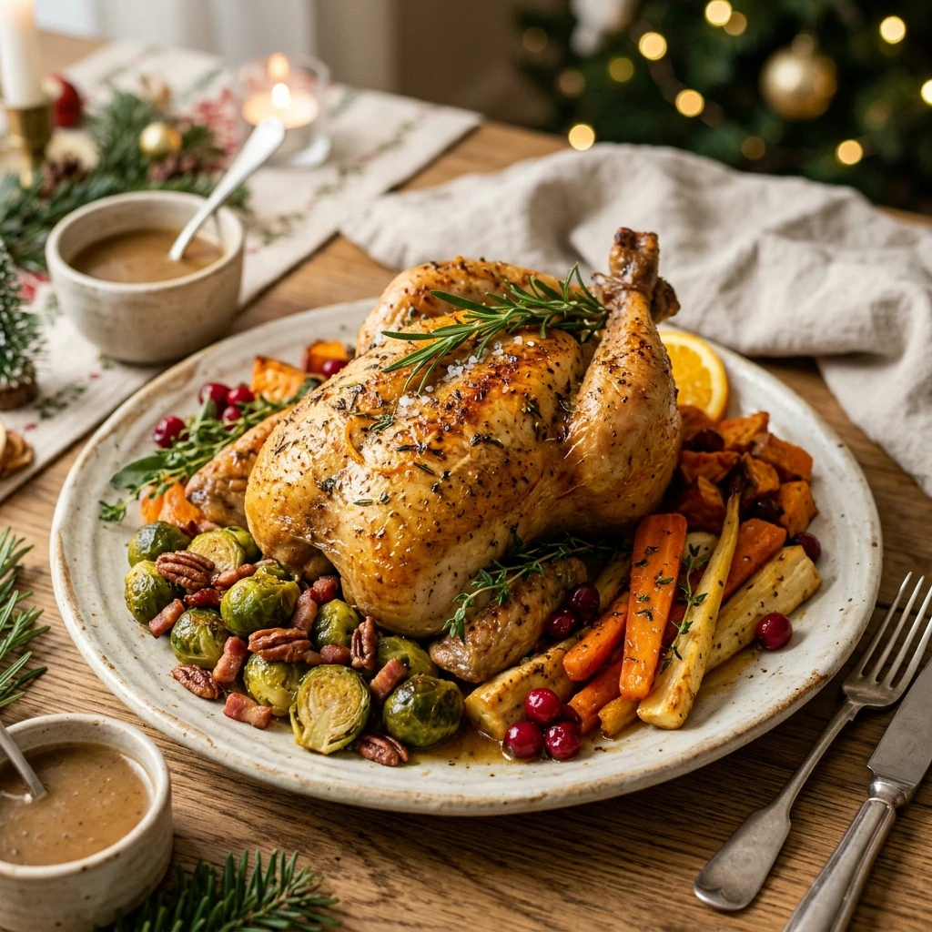 High Protein Christmas Roast Chicken And Veggies