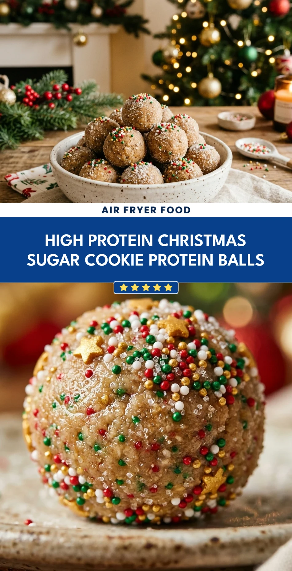 High Protein Christmas Sugar Cookie Protein Balls