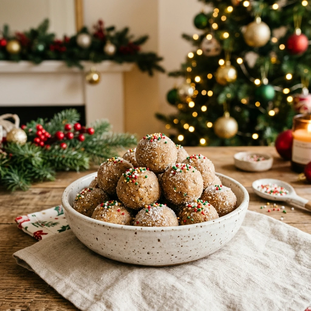 High Protein Christmas Sugar Cookie Protein Balls