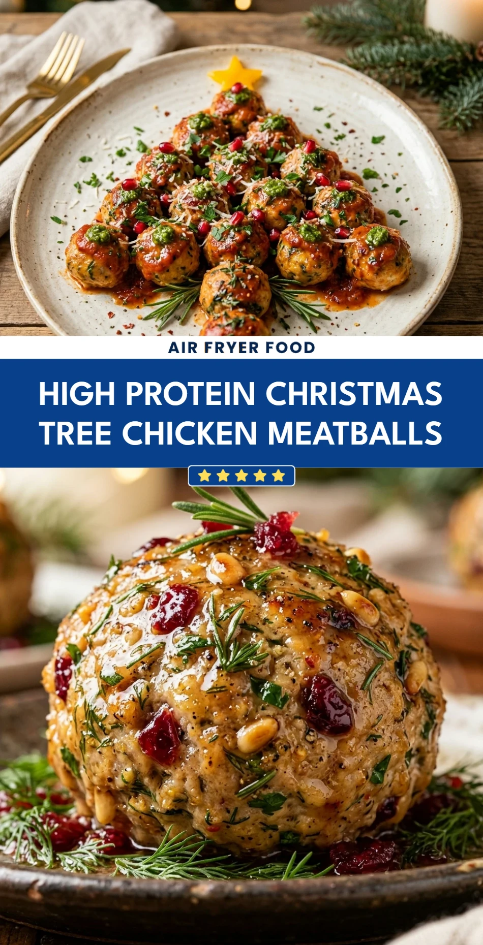 High Protein Christmas Tree Chicken Meatballs