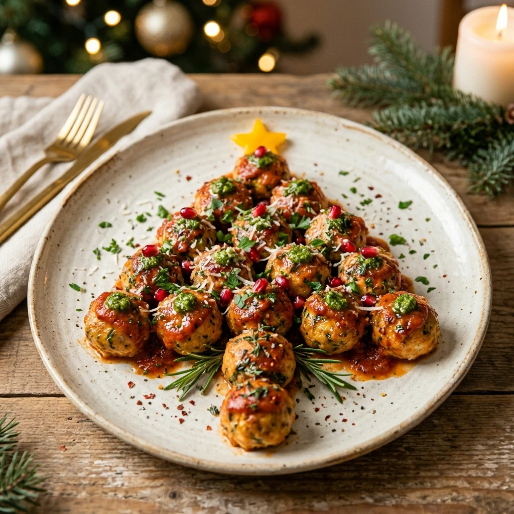 High Protein Christmas Tree Chicken Meatballs