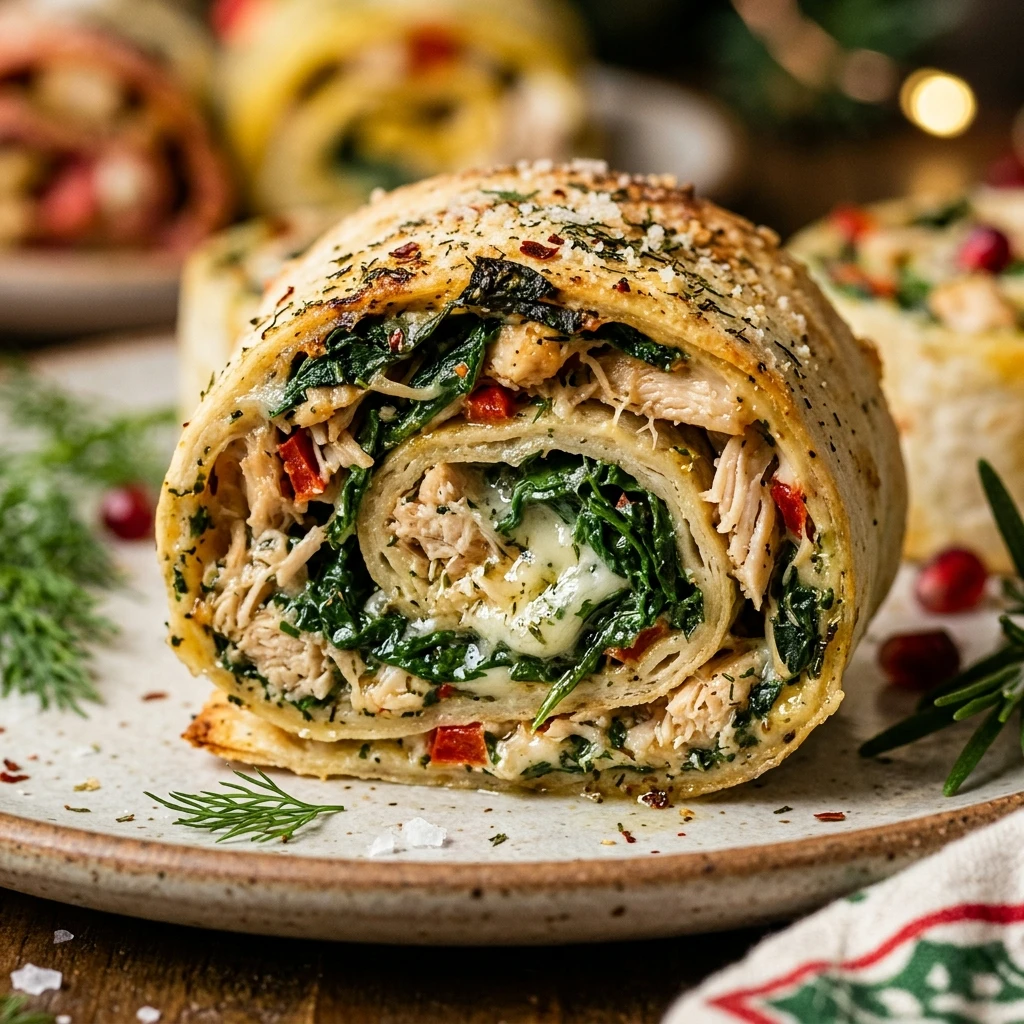 High Protein Christmas Tree Spinach And Chicken Rolls