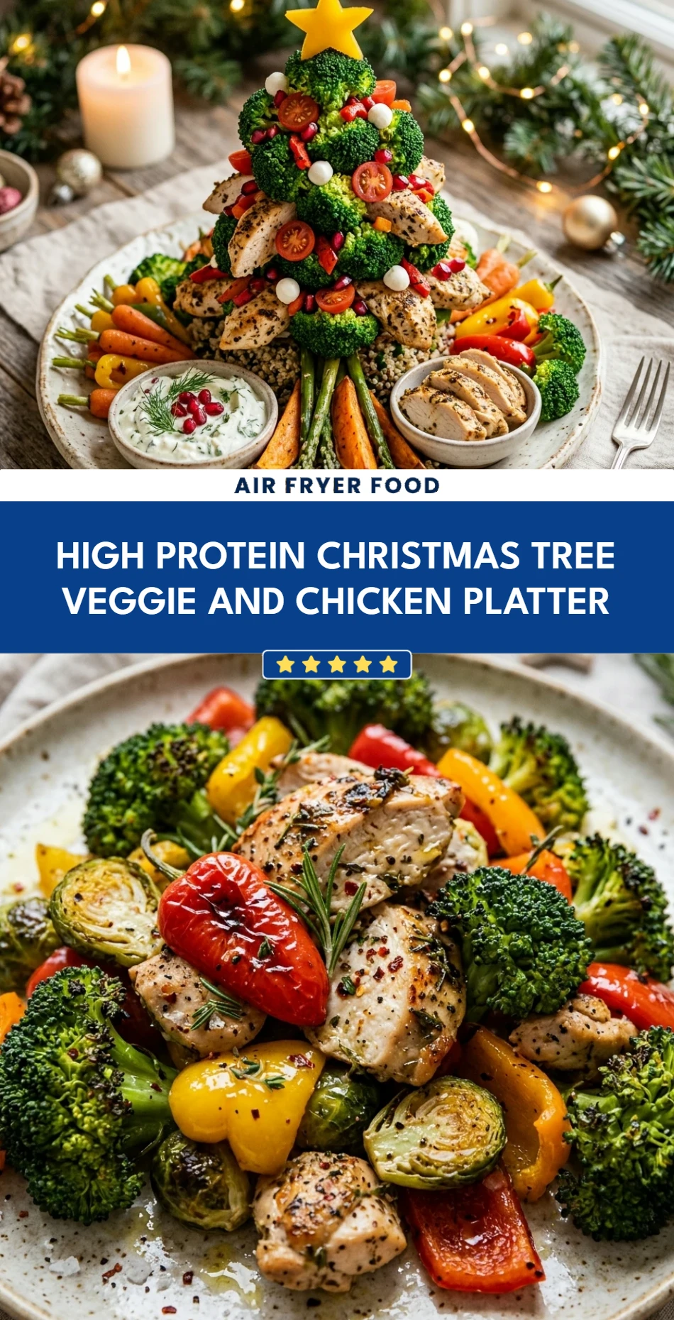 High Protein Christmas Tree Veggie And Chicken Platter