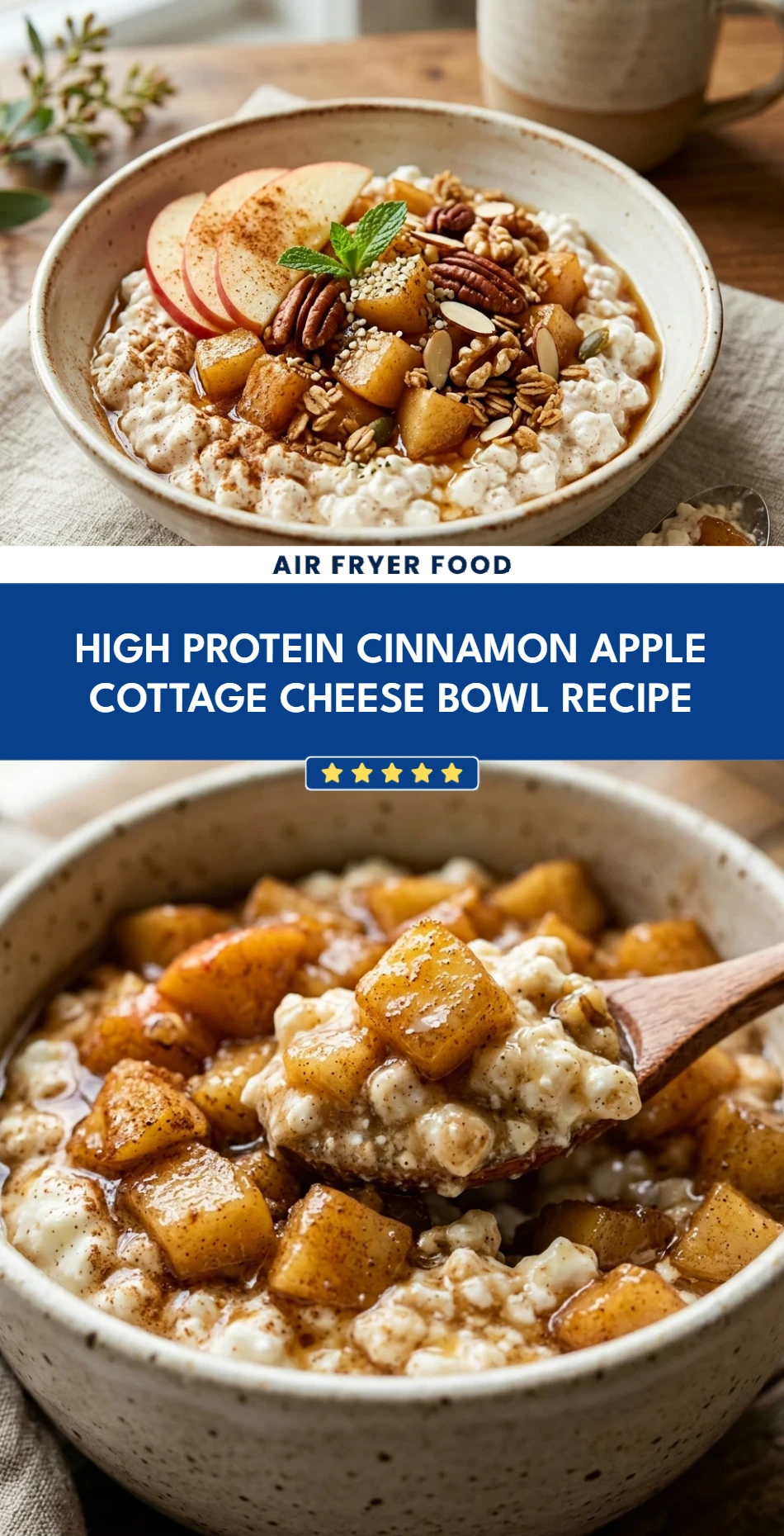 High Protein Cinnamon Apple Cottage Cheese Bowl Recipe