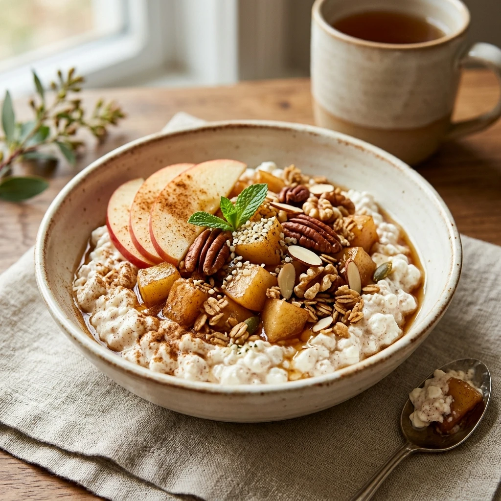 High Protein Cinnamon Apple Cottage Cheese Bowl Recipe