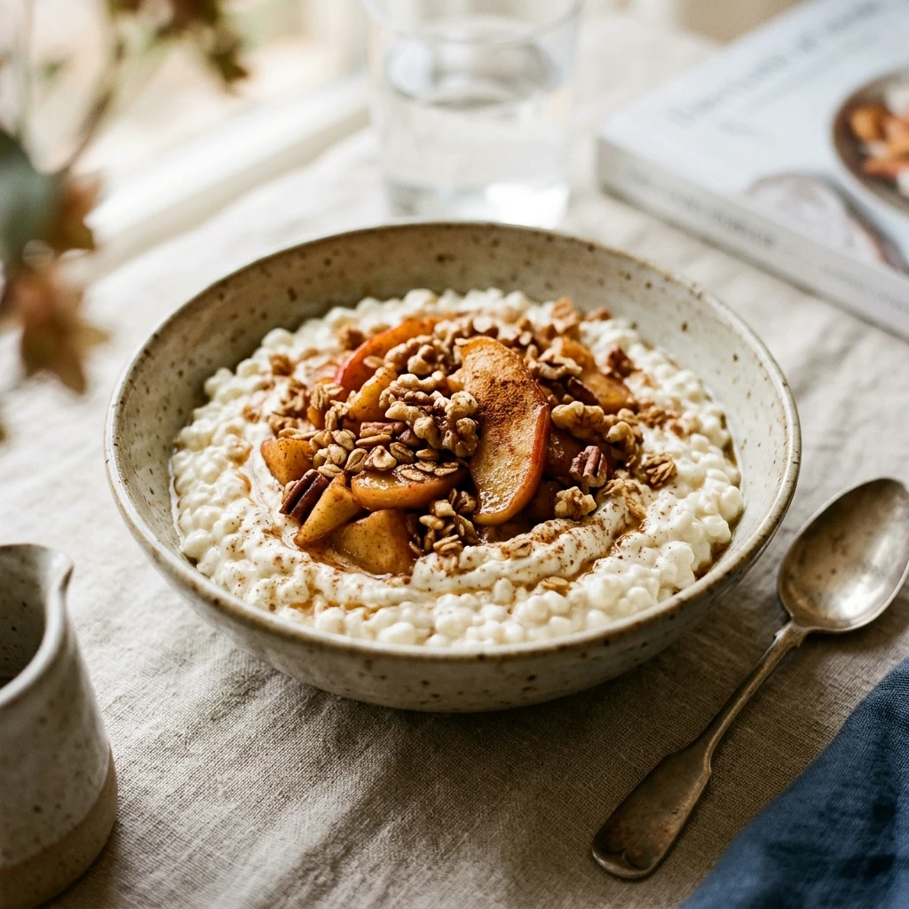 High Protein Cinnamon Apple Cottage Cheese Bowl