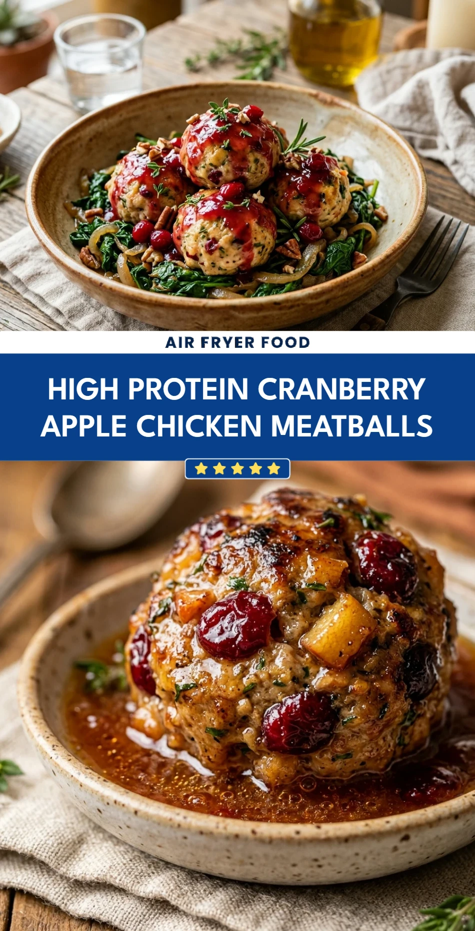 High Protein Cranberry Apple Chicken Meatballs