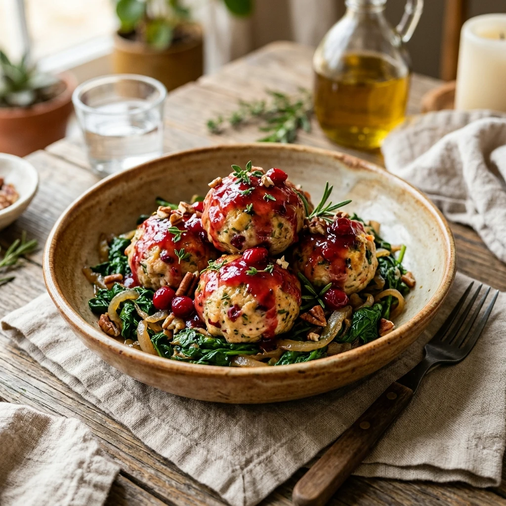 High Protein Cranberry Apple Chicken Meatballs