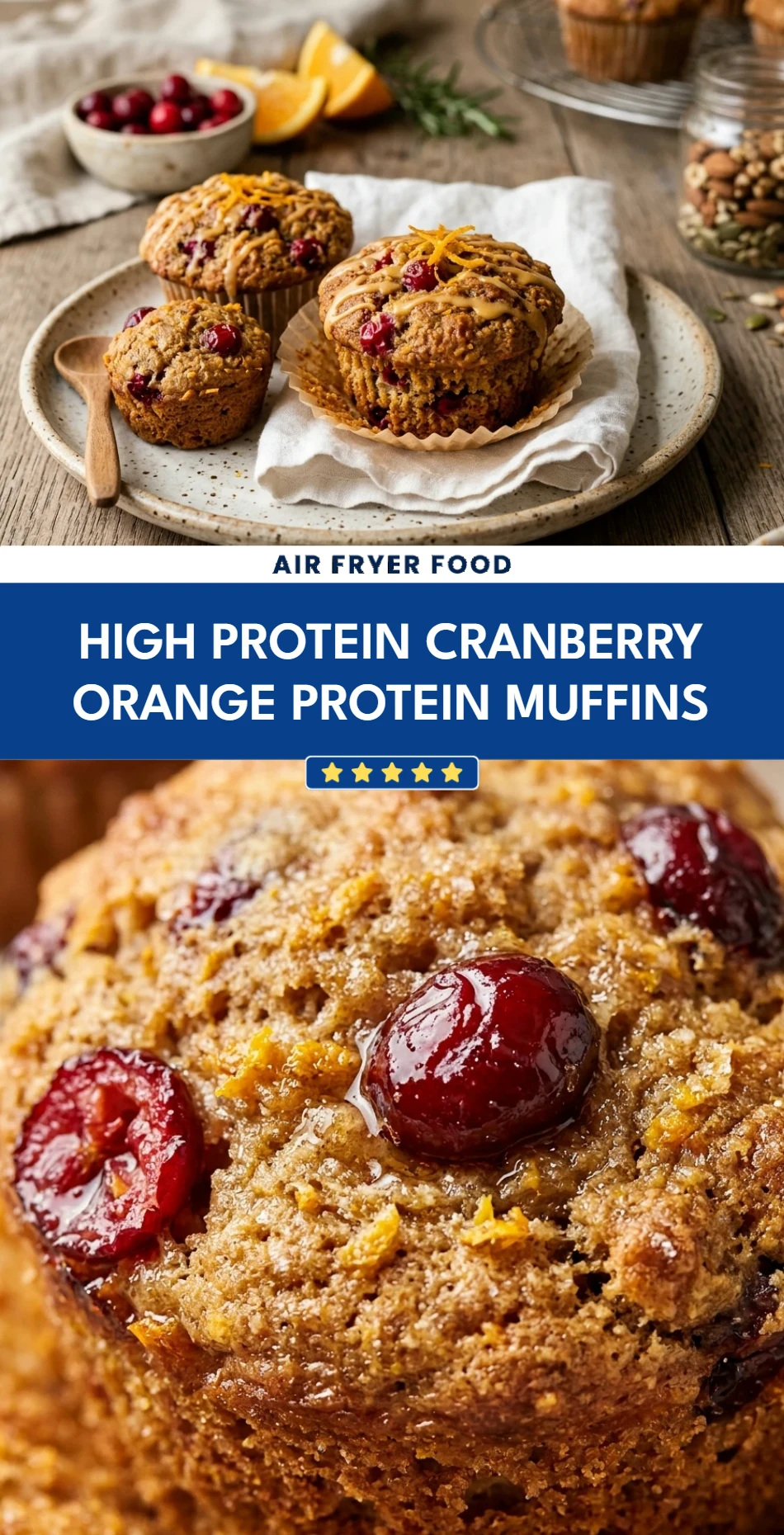 High Protein Cranberry Orange Protein Muffins