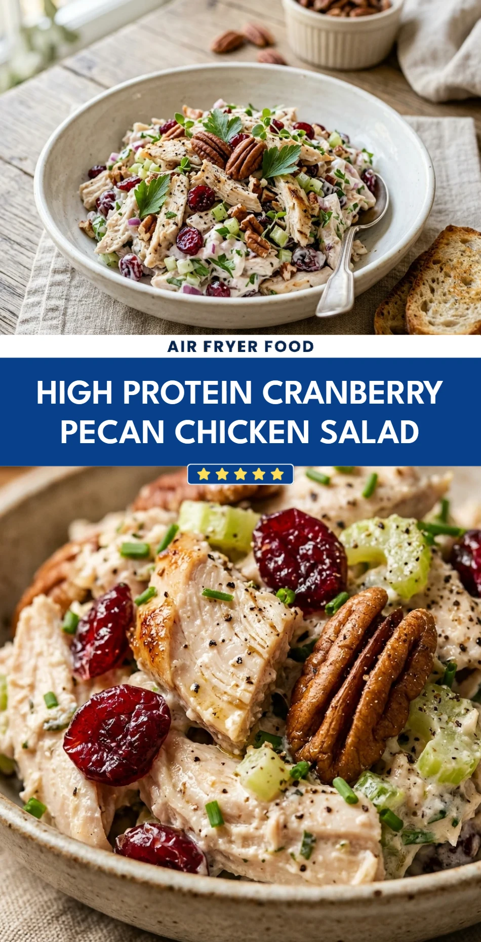 High Protein Cranberry Pecan Chicken Salad
