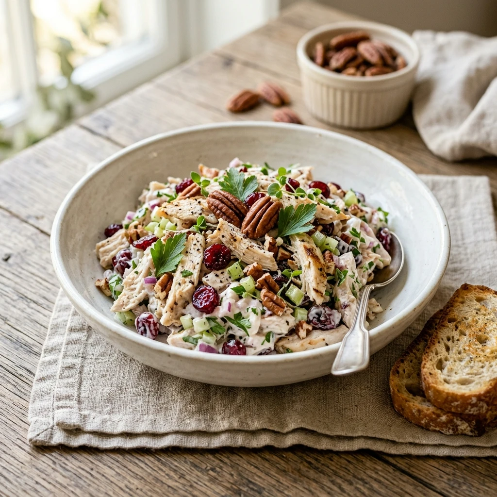 High Protein Cranberry Pecan Chicken Salad