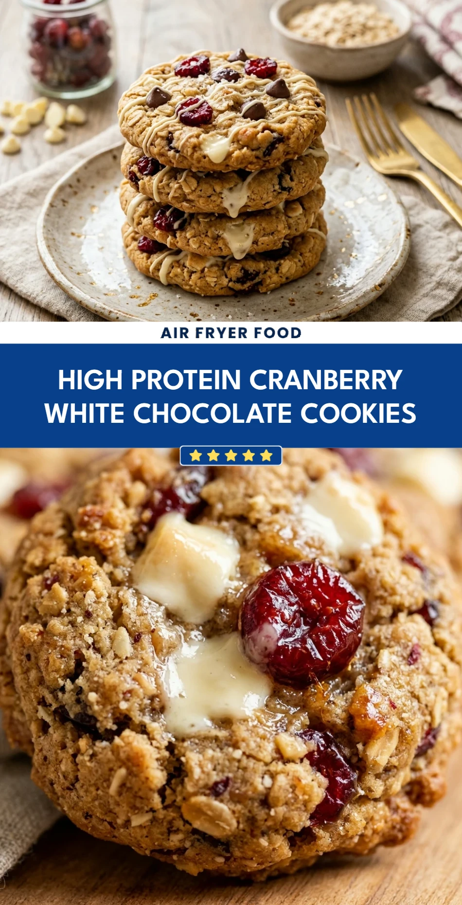 High Protein Cranberry White Chocolate Cookies