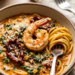 High Protein Creamy Tuscan Shrimp Pasta Recipe