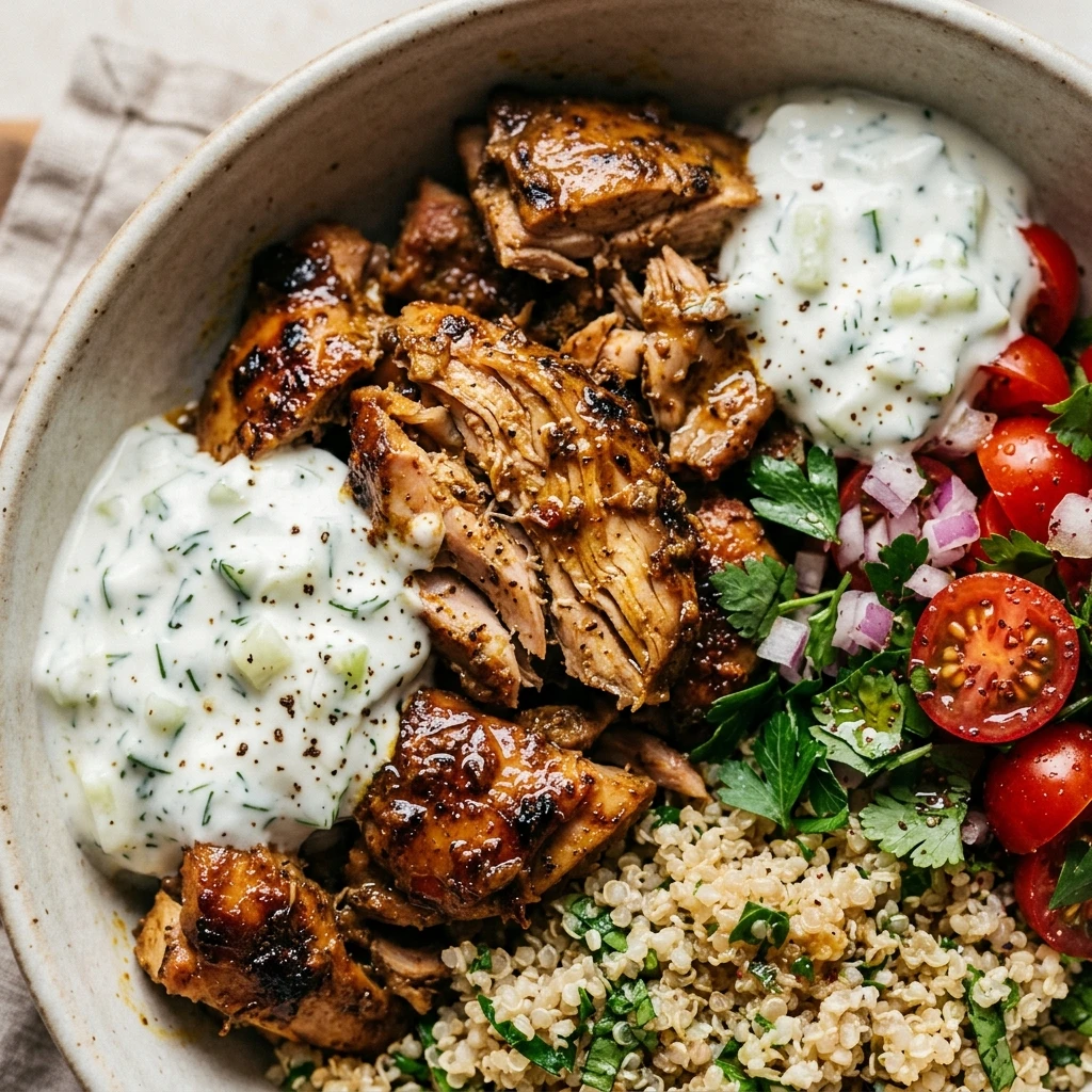 High Protein Crockpot Chicken Shawarma Bowls