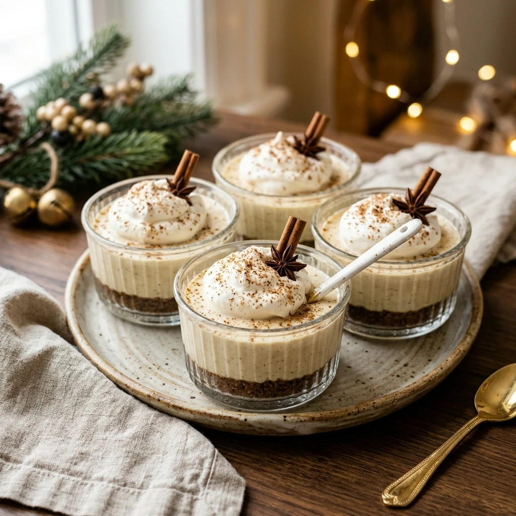High Protein Eggnog Cheesecake Cups