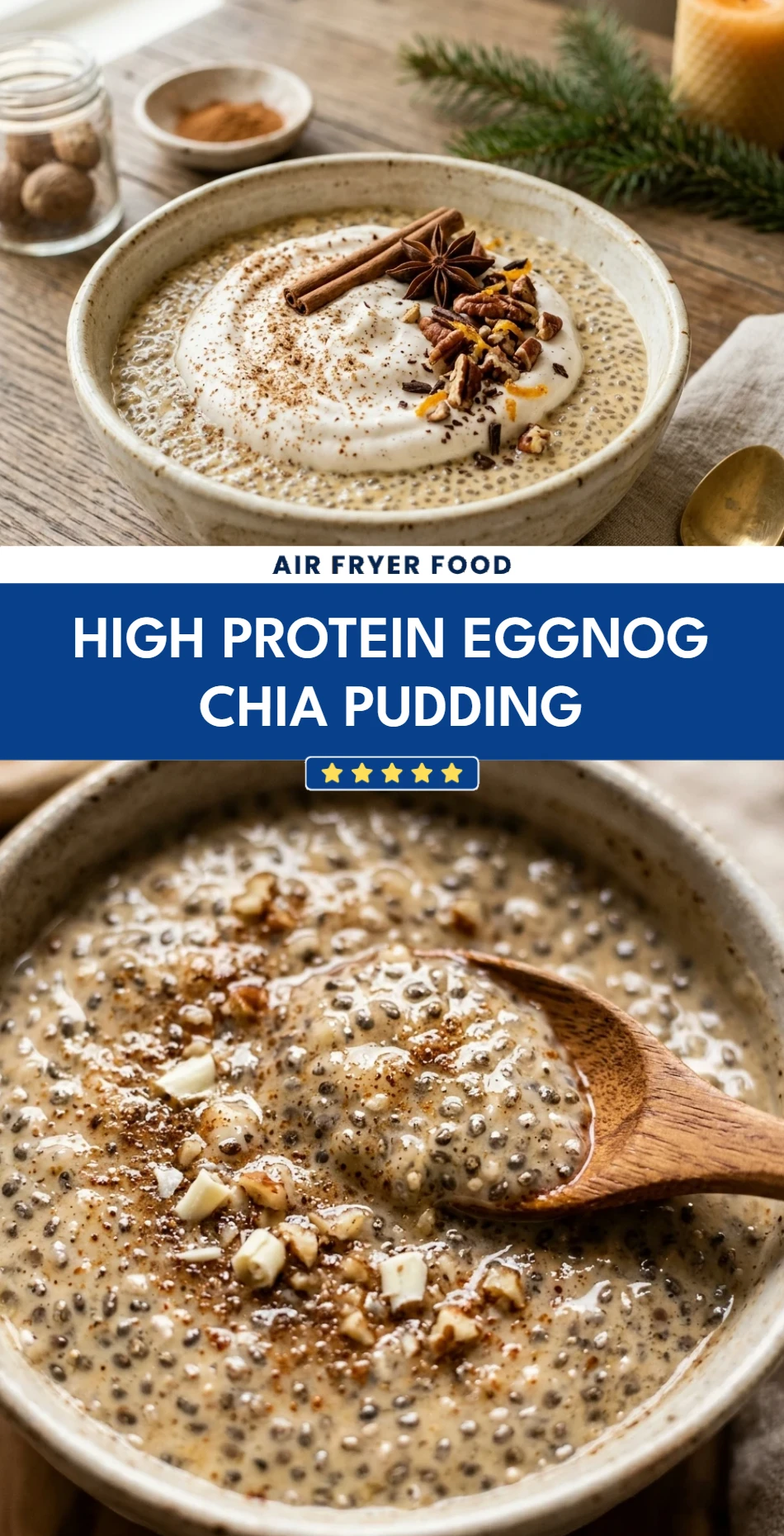 High Protein Eggnog Chia Pudding
