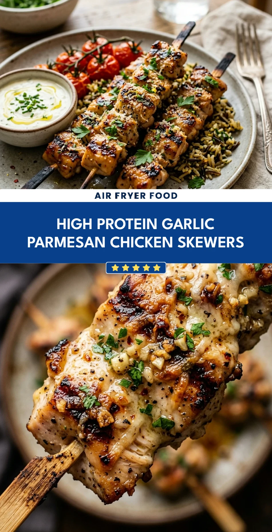 High Protein Garlic Parmesan Chicken Skewers