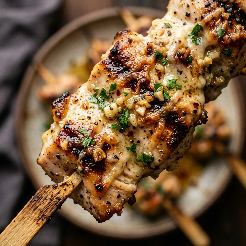 High Protein Garlic Parmesan Chicken Skewers