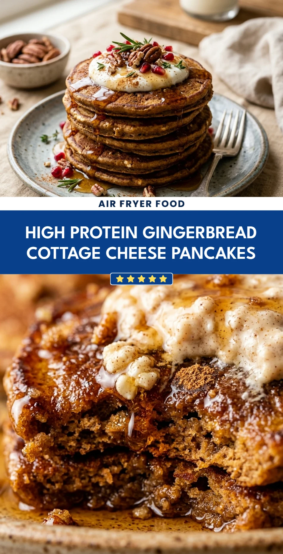 High Protein Gingerbread Cottage Cheese Pancakes