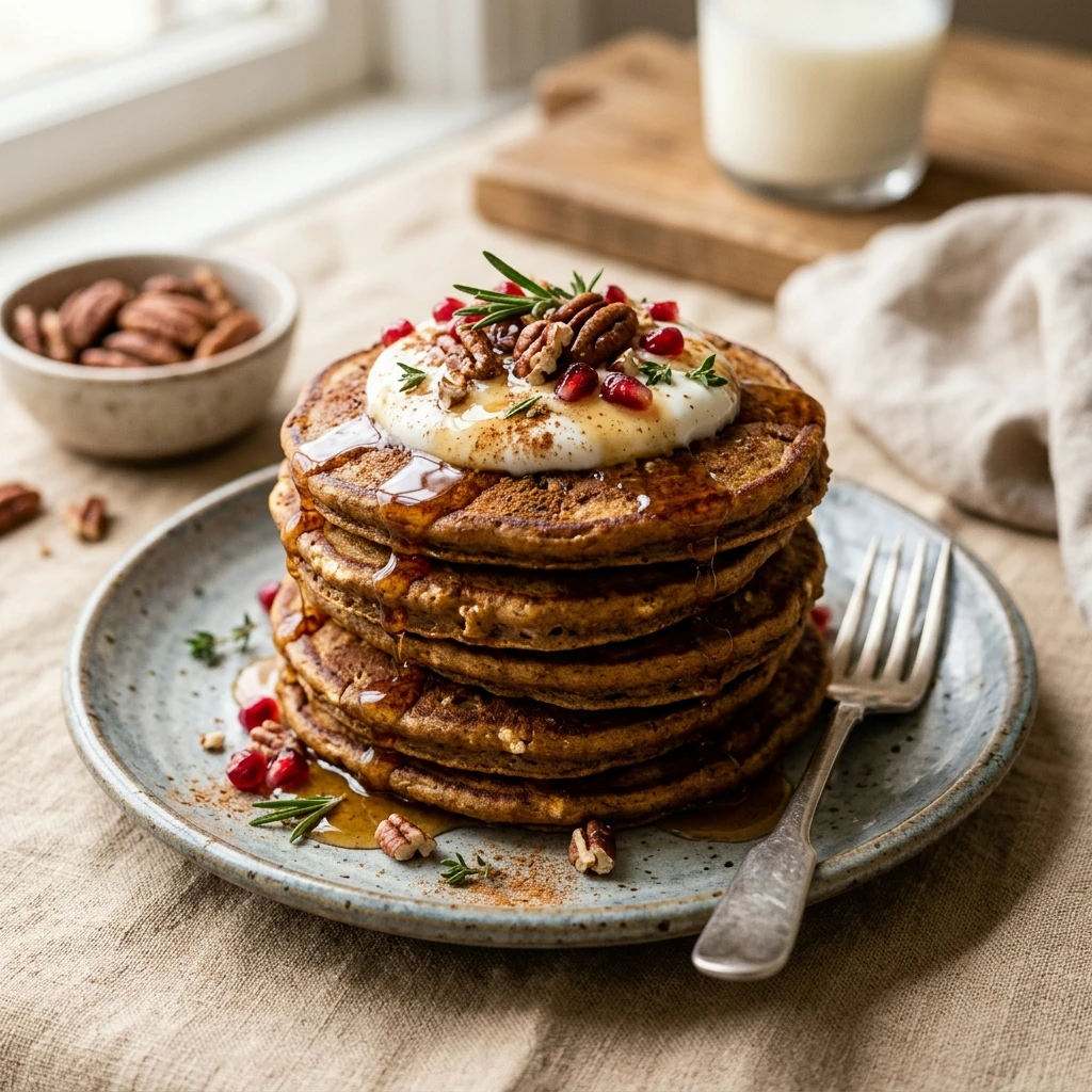 High Protein Gingerbread Cottage Cheese Pancakes