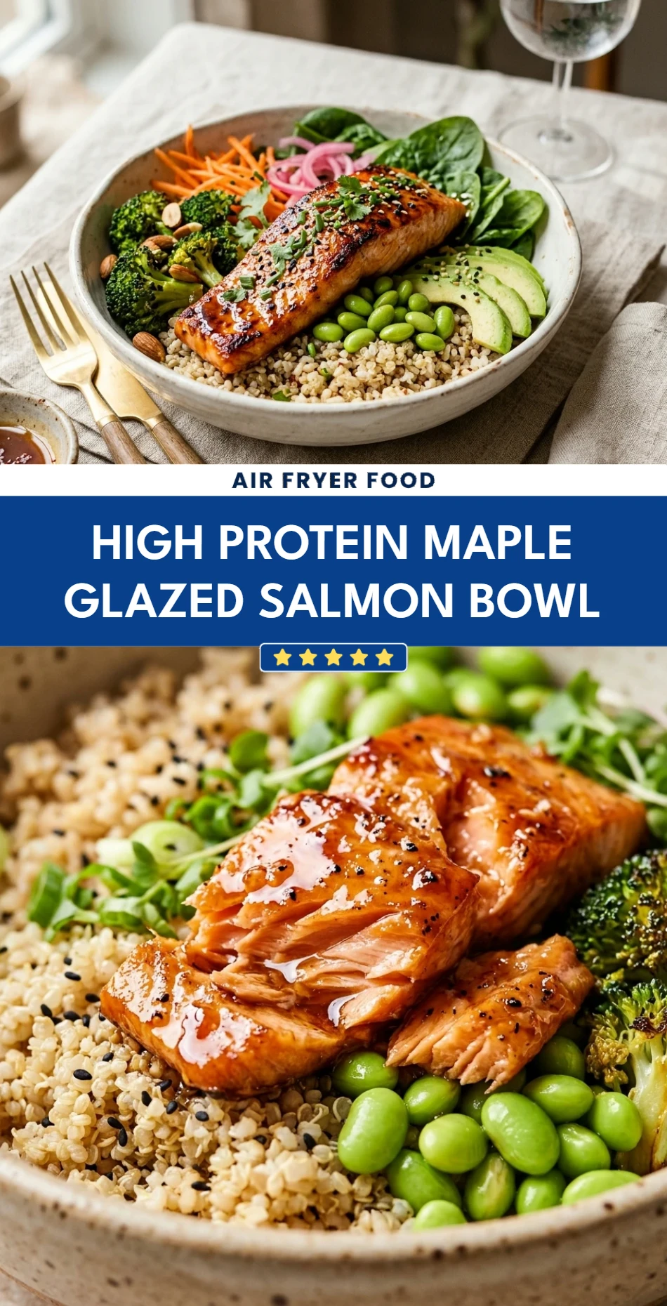 High Protein Maple Glazed Salmon Bowl