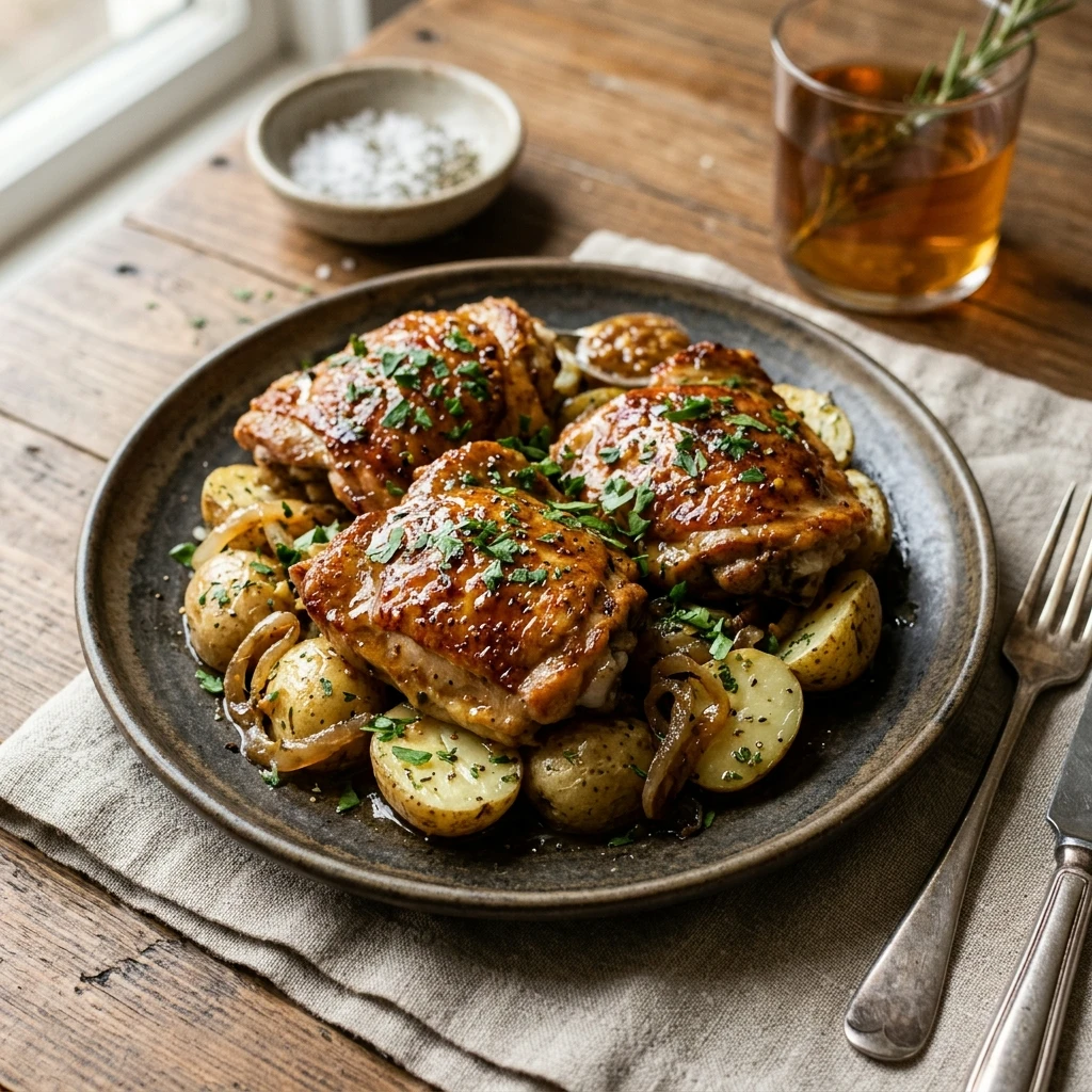 High Protein Maple Mustard Chicken Thighs
