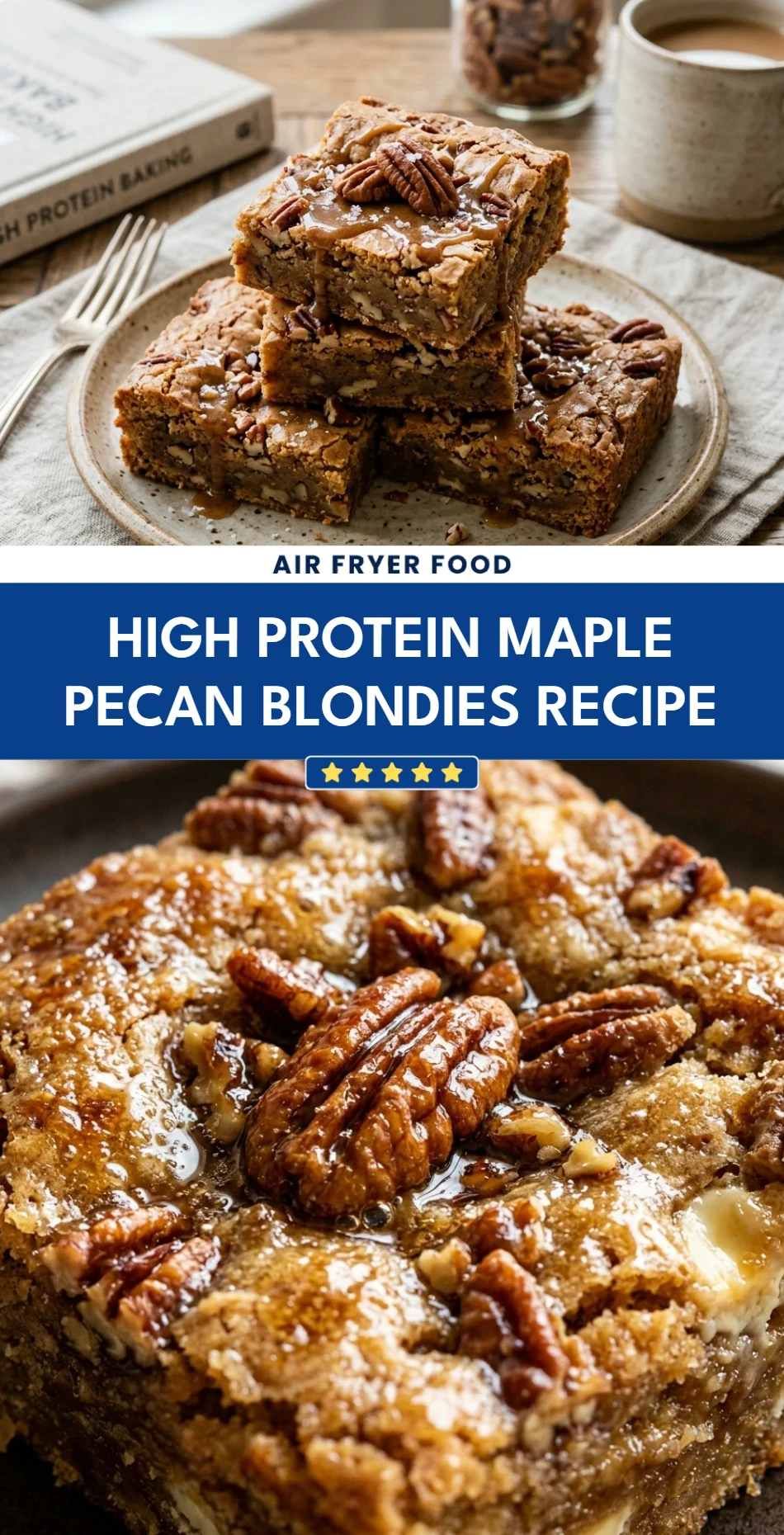 High Protein Maple Pecan Blondies Recipe