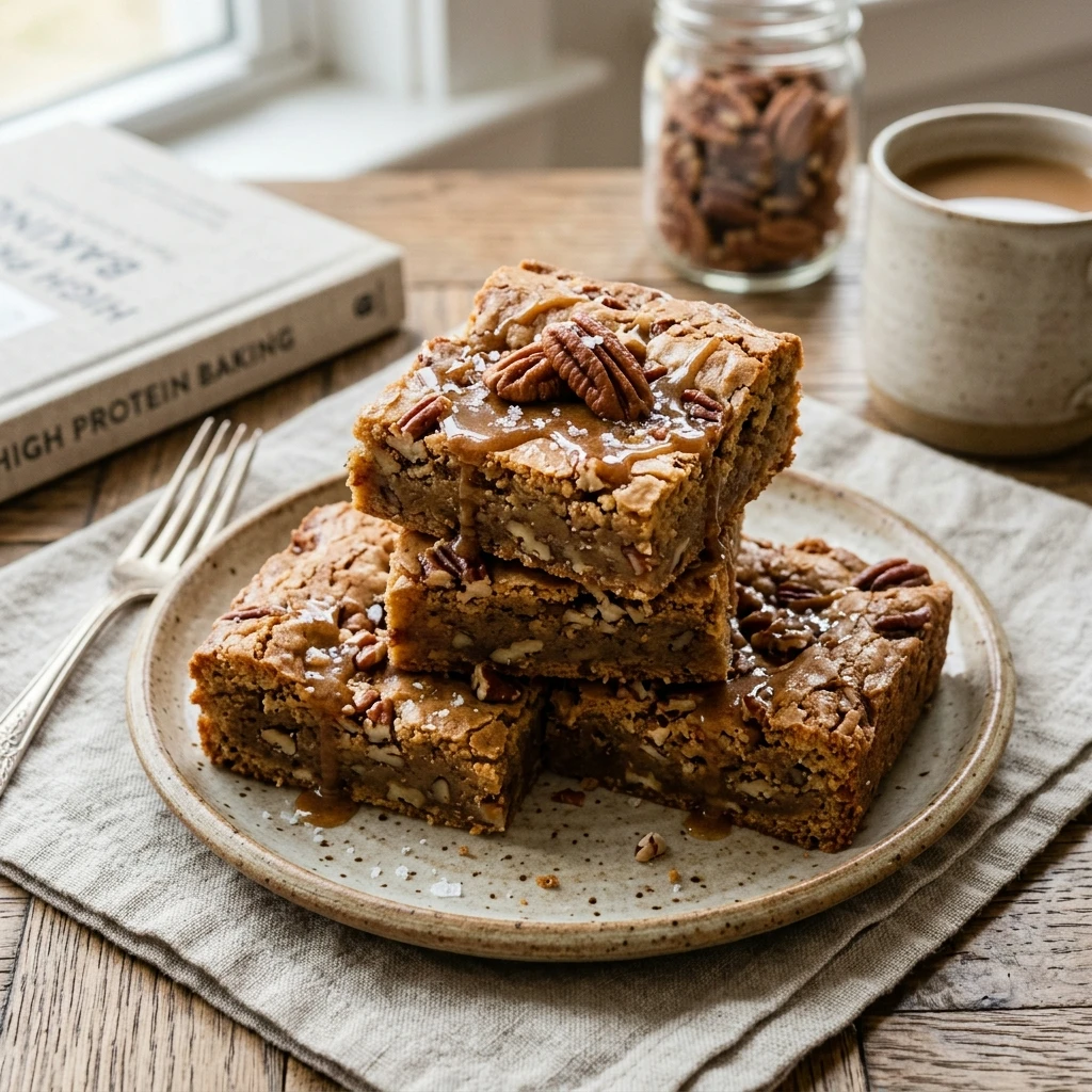 High Protein Maple Pecan Blondies Recipe