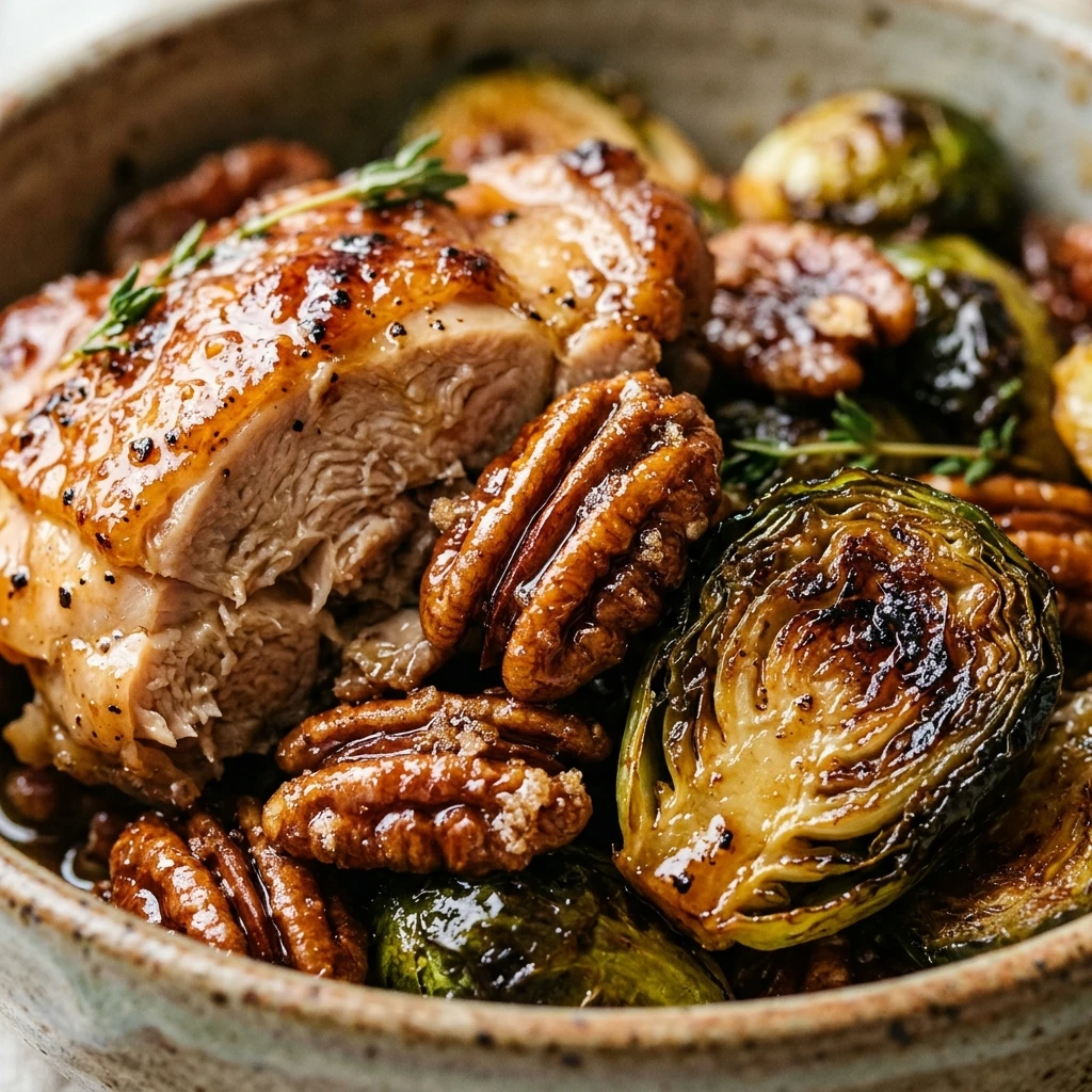 High Protein Maple Pecan Chicken And Brussels