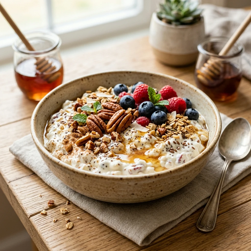 High Protein Maple Pecan Cottage Cheese Bowl