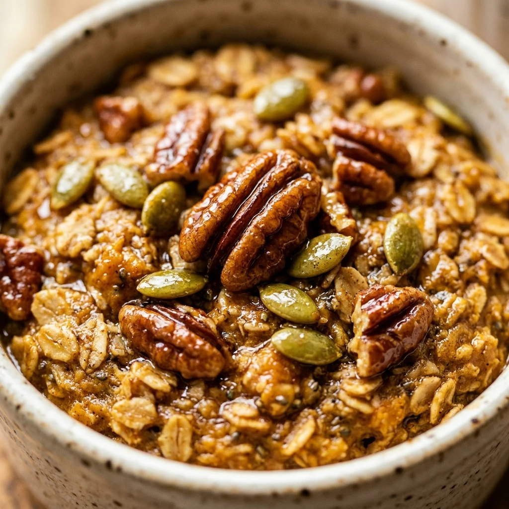 High Protein Maple Pumpkin Baked Oats