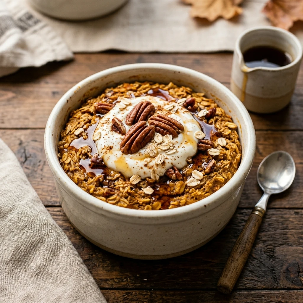 High Protein Maple Pumpkin Baked Oats