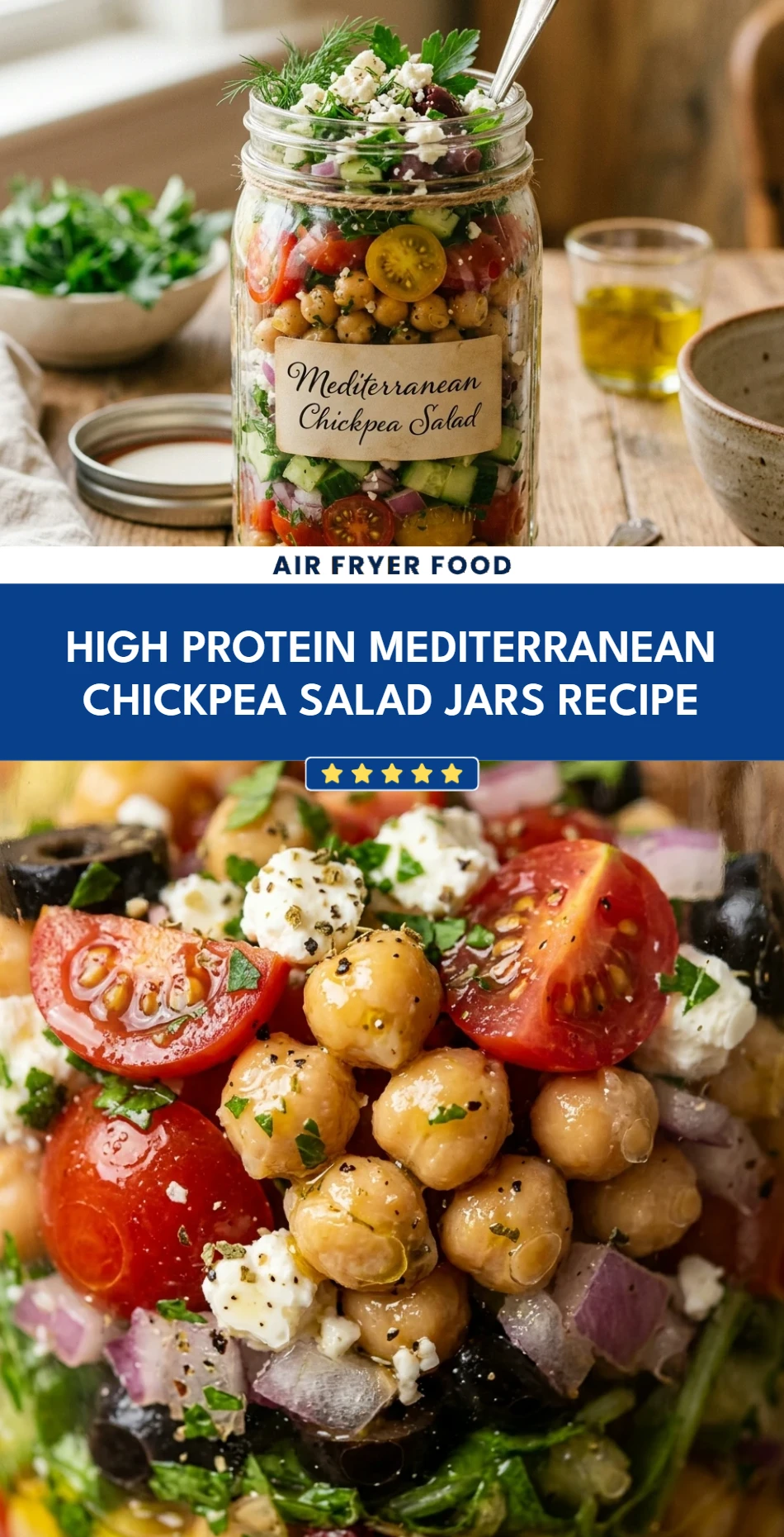 High Protein Mediterranean Chickpea Salad Jars Recipe