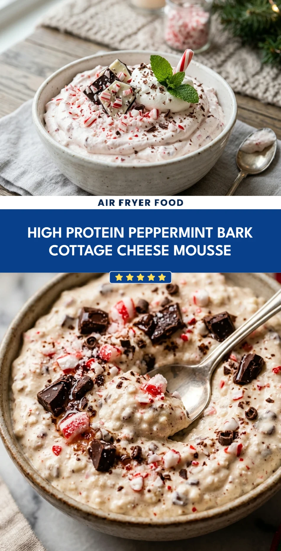 High Protein Peppermint Bark Cottage Cheese Mousse