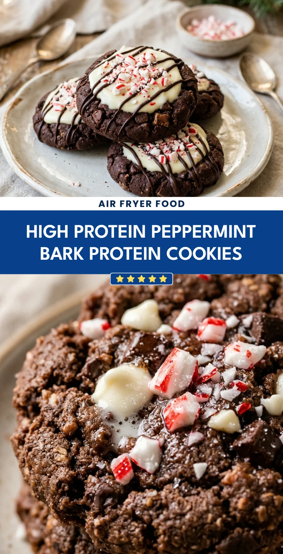 High Protein Peppermint Bark Protein Cookies