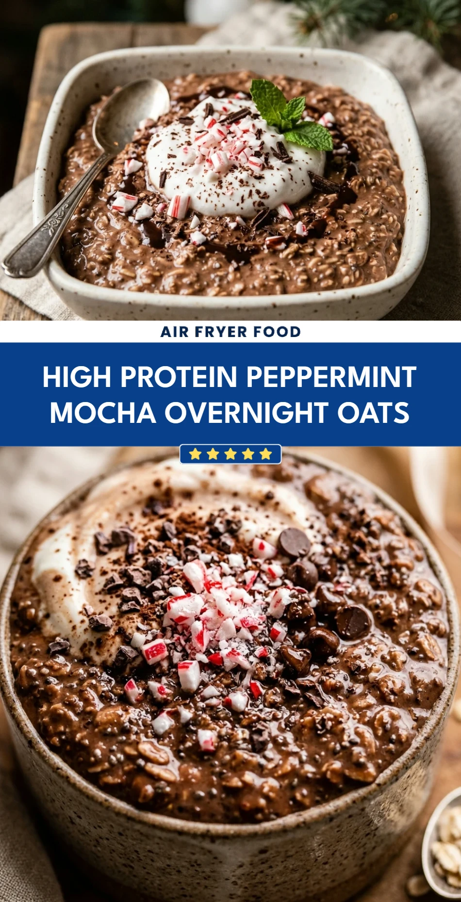 High Protein Peppermint Mocha Overnight Oats