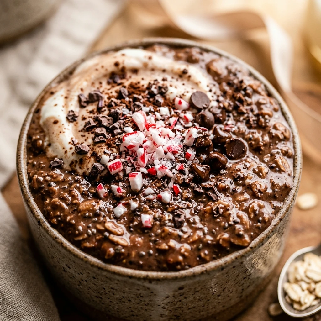 High Protein Peppermint Mocha Overnight Oats