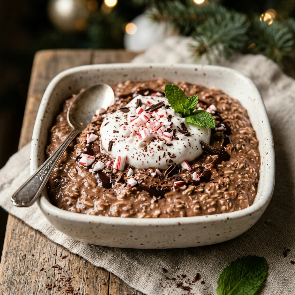 High Protein Peppermint Mocha Overnight Oats