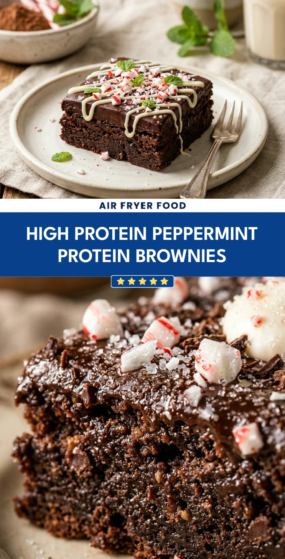 High Protein Peppermint Protein Brownies