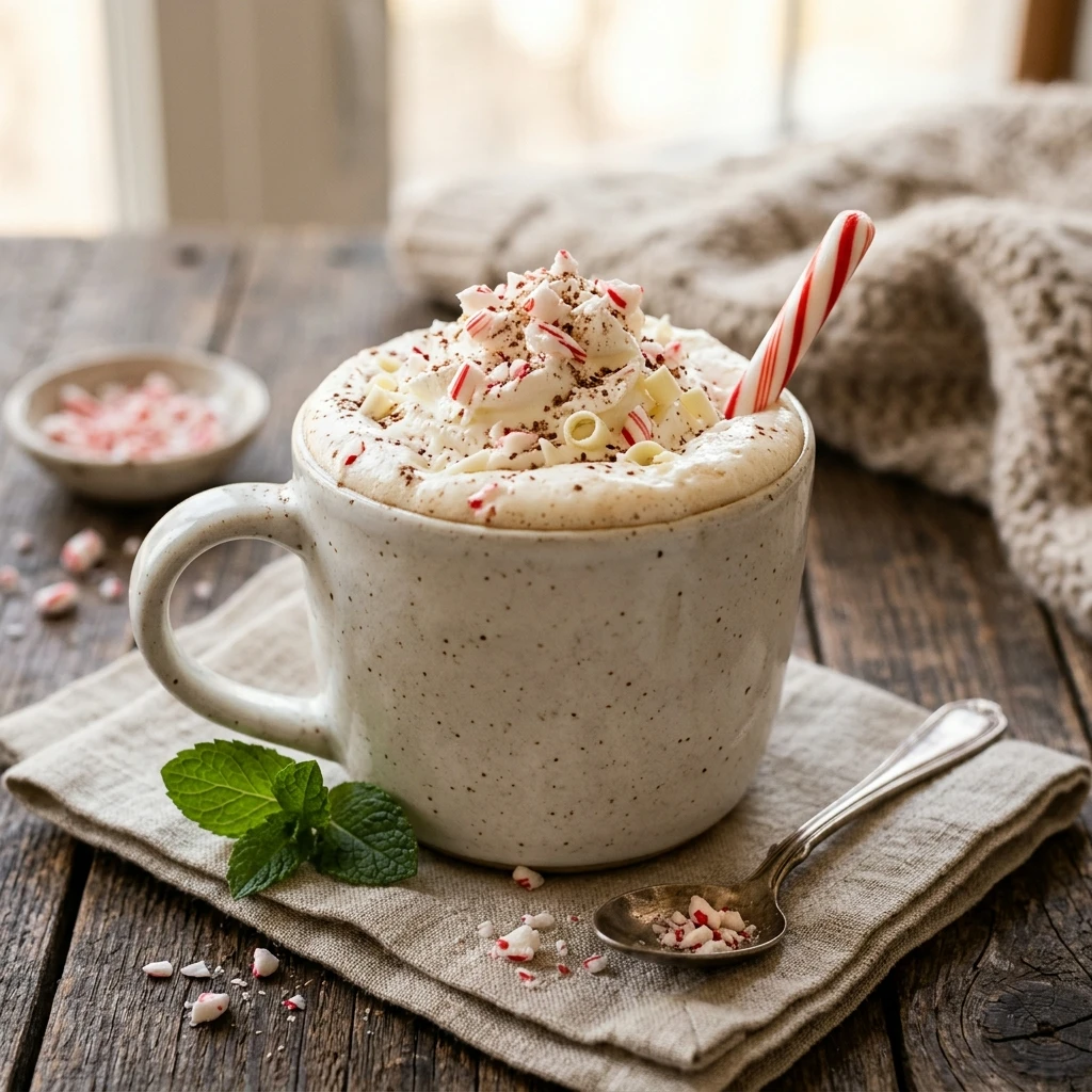 High Protein Peppermint White Hot Chocolate Protein