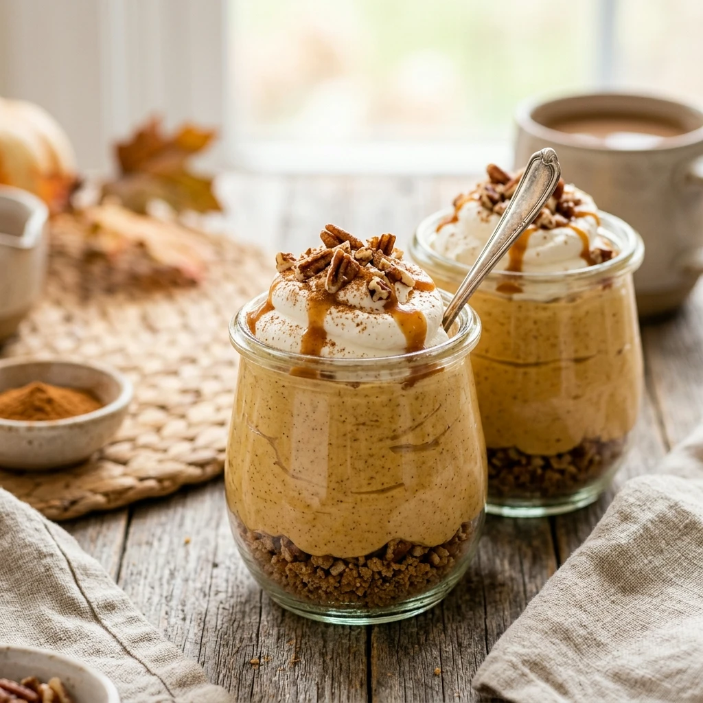 High Protein Pumpkin Cheesecake Jars No Bake Recipe