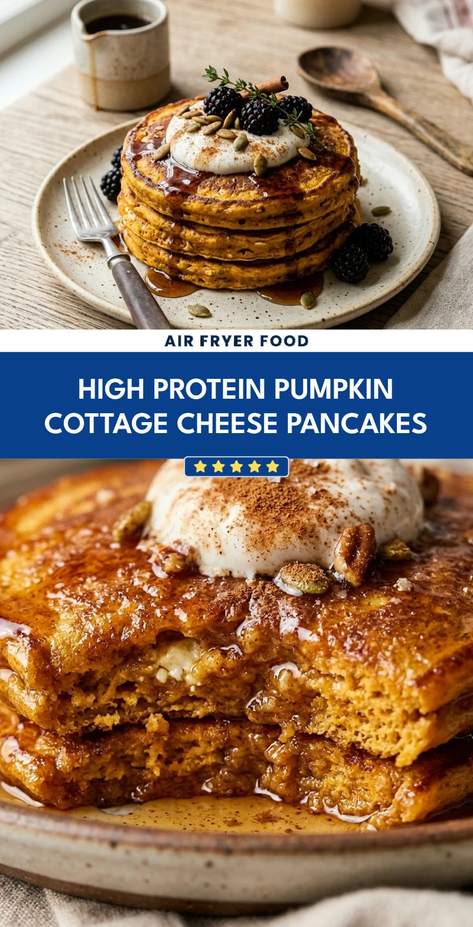 High Protein Pumpkin Cottage Cheese Pancakes