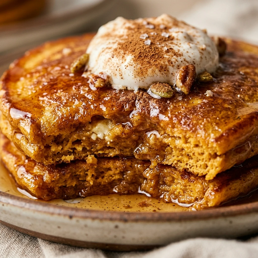 High Protein Pumpkin Cottage Cheese Pancakes