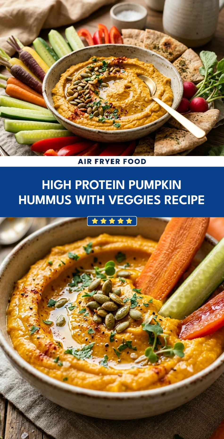 High Protein Pumpkin Hummus With Veggies Recipe