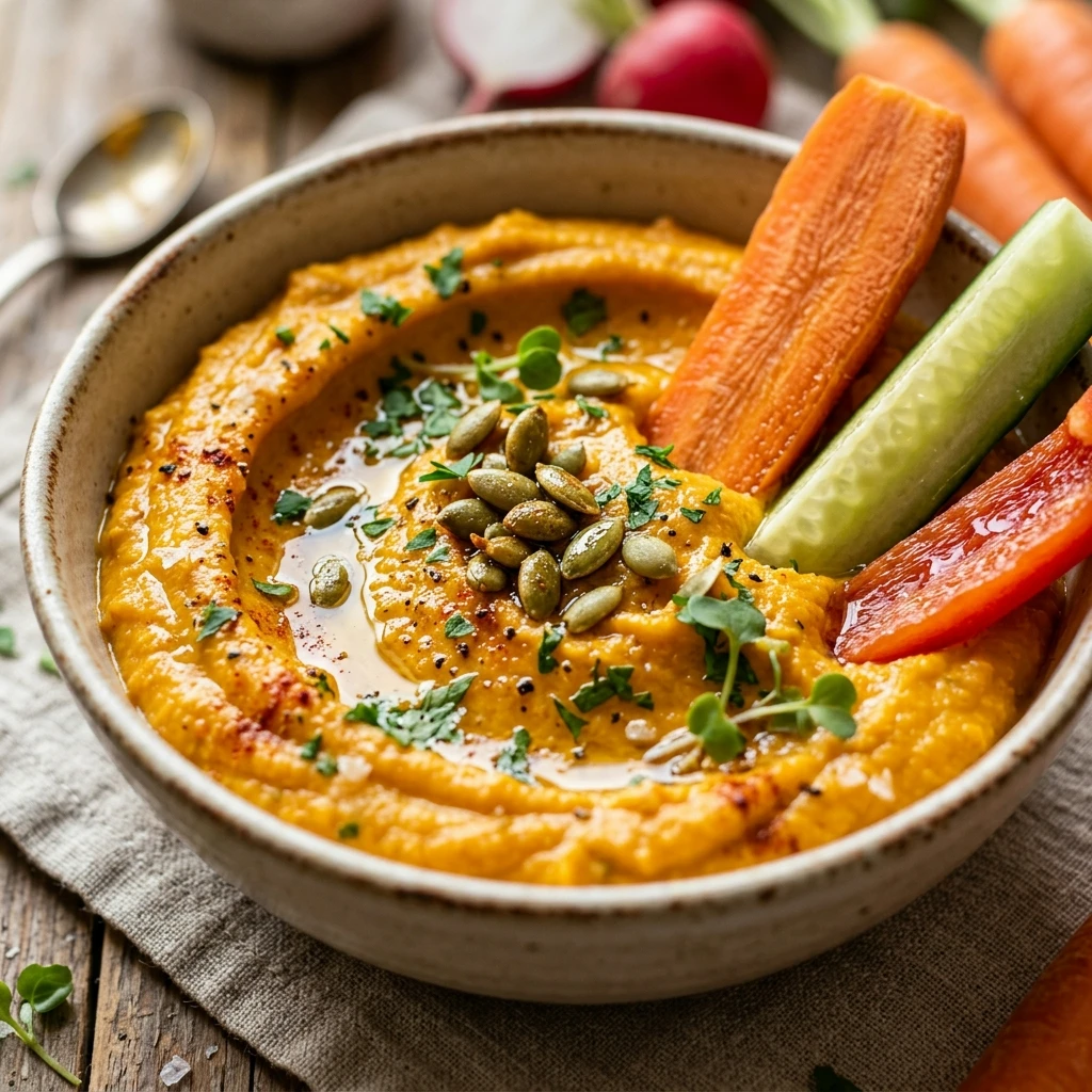 High Protein Pumpkin Hummus With Veggies Recipe